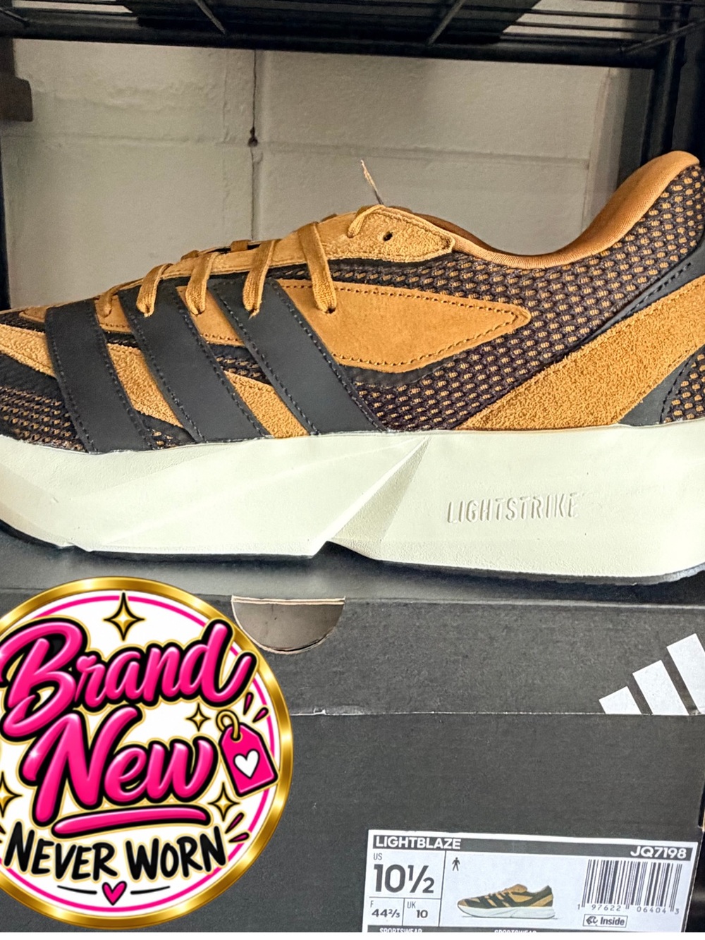 Adidas Lightblaze Men’s Sneakers Brown Black Size 10.5 NWT JQ7198